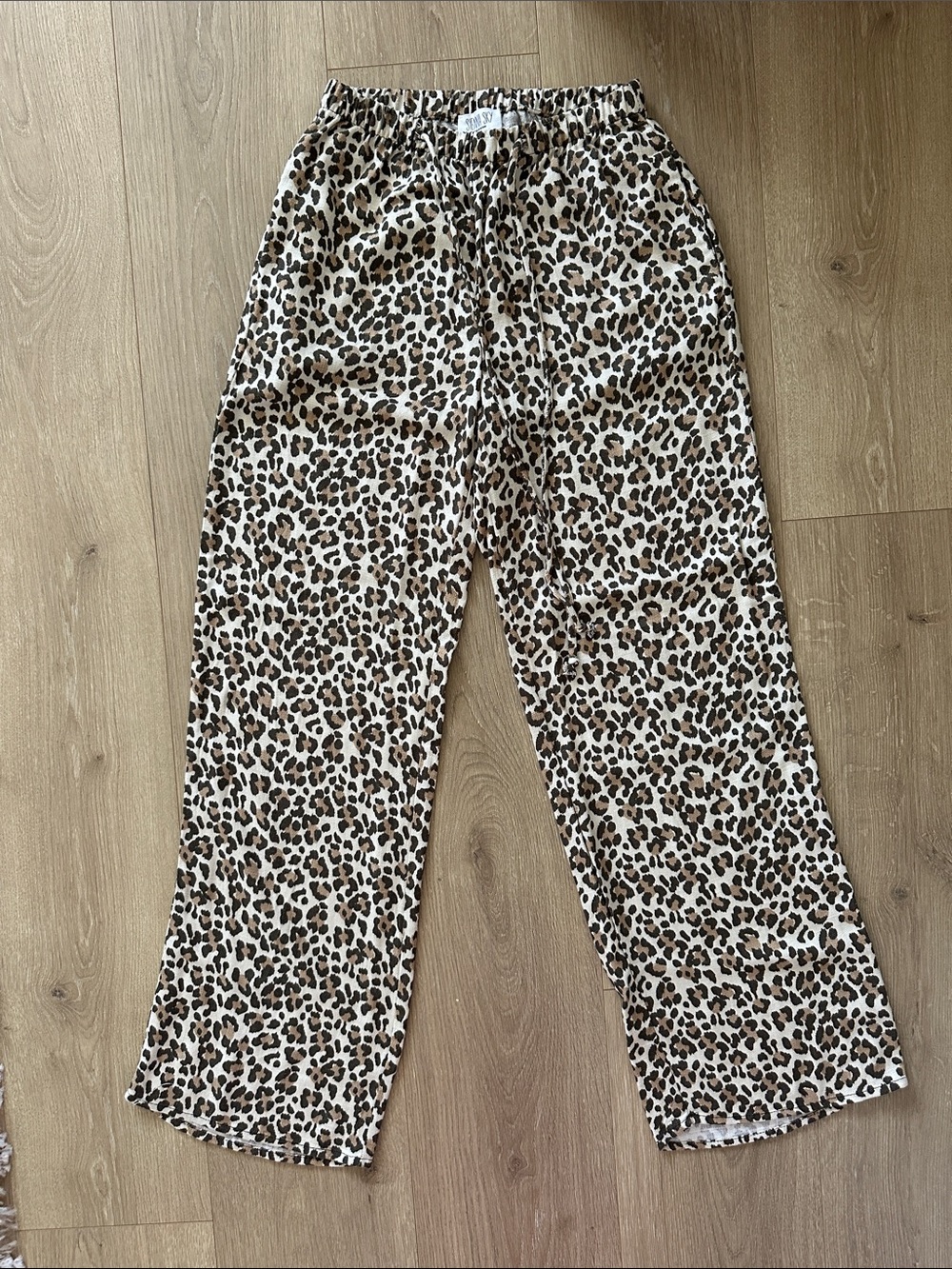 Sienna Sky Leopard Print Wide Leg Pants - Brown & Black - Mid Rise